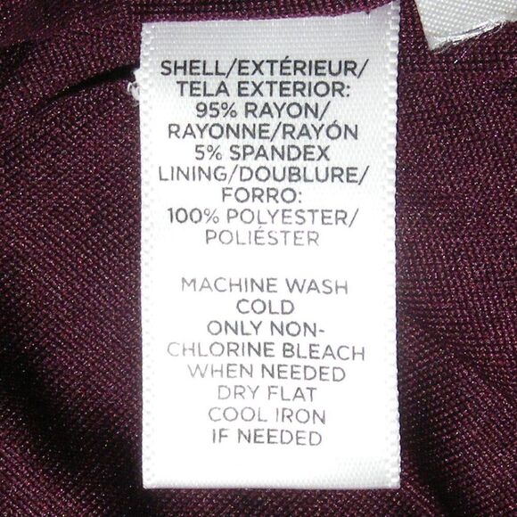 LOFT Dress, S, Maroon/Burgundy, Crosshatch, Clingy, Gathered Hip - Picture 12 of 13